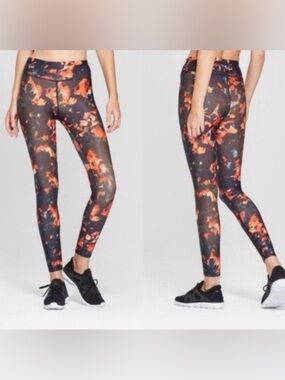 JOYLAB Black Floral Leggings Women’s Size Medium Workout Athleisure Gym Sporty